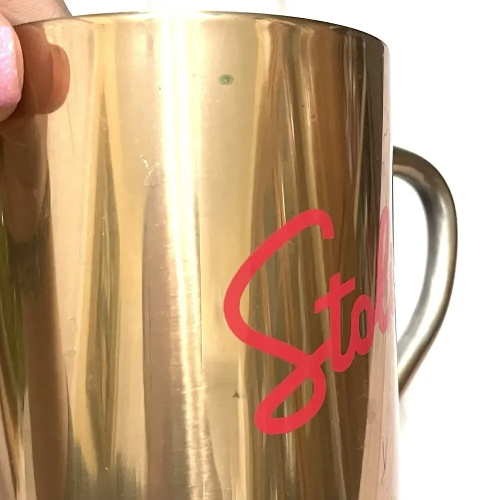 STOLI VODKA Moscow Mule Mugs COPPER OVER STAINLESS STEEL - 4” Tall - Set Of 2